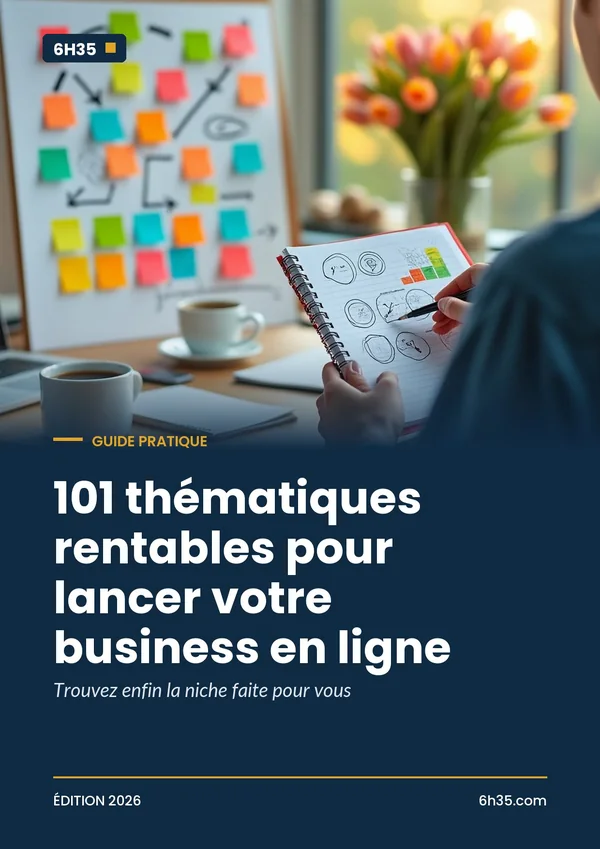 Couverture du guide 101 thématiques rentables pour lancer votre business en ligne