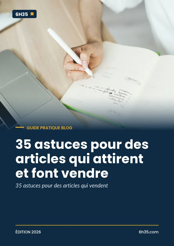 Couverture du guide 35 astuces pour des articles qui attirent et font vendre