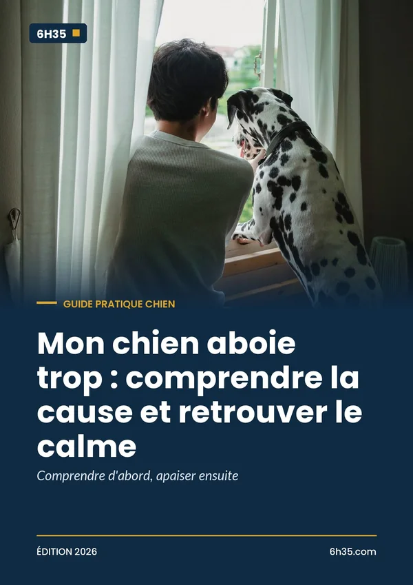 Couverture du guide Mon chien aboie trop : comprendre la cause et retrouver le calme
