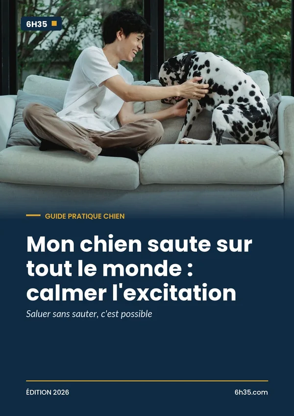 Couverture du guide Mon chien saute sur tout le monde : calmer l'excitation