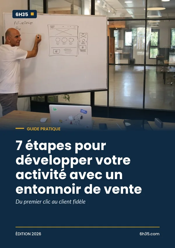 Couverture du guide 7 étapes pour développer votre activité avec un entonnoir de vente