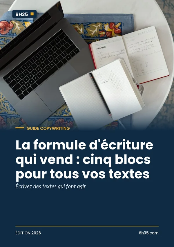 Couverture du guide La formule d'écriture qui vend : cinq blocs pour tous vos textes