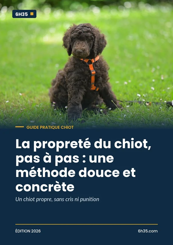 Couverture du guide La propreté du chiot, pas à pas : une méthode douce et concrète