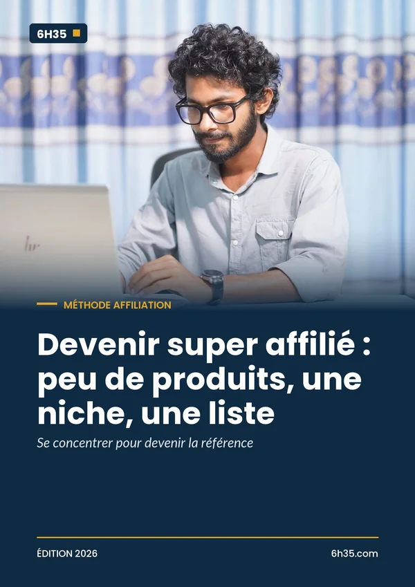 Couverture du guide Devenir super affilié : peu de produits, une niche, une liste